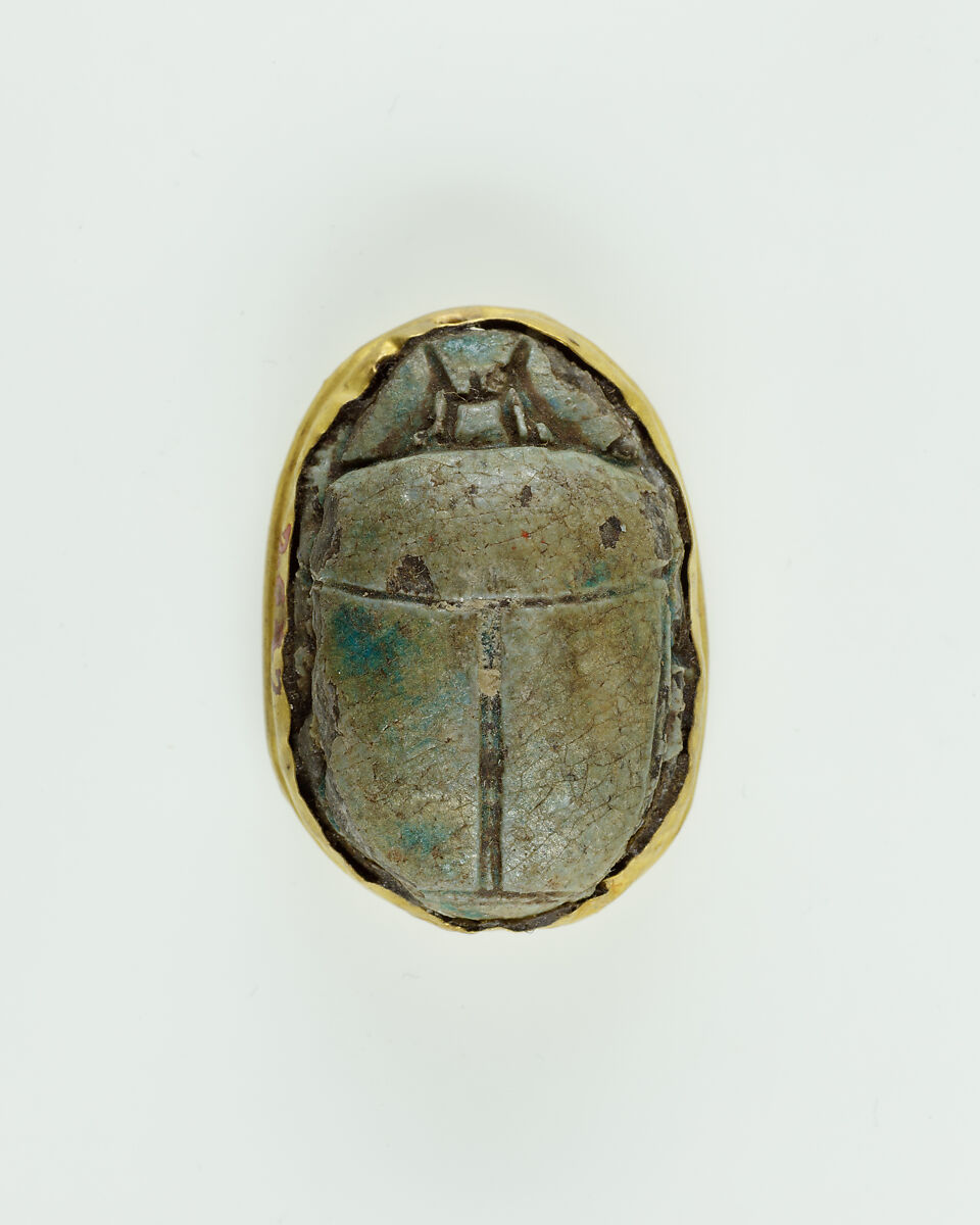 Scarab of Queen Nebuhetepti, Steatie, green glaze, gold
