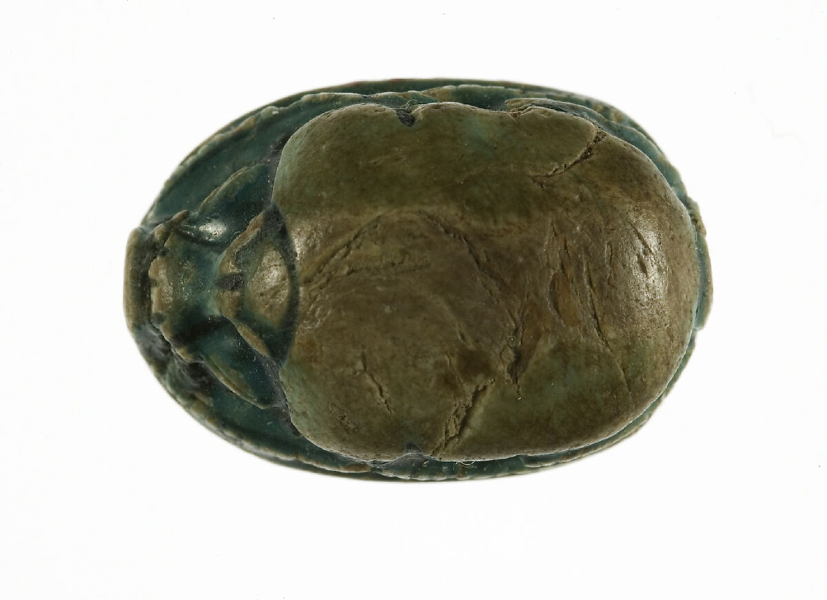Scarab with a Crocodile Headed Deity, Glazed steatite