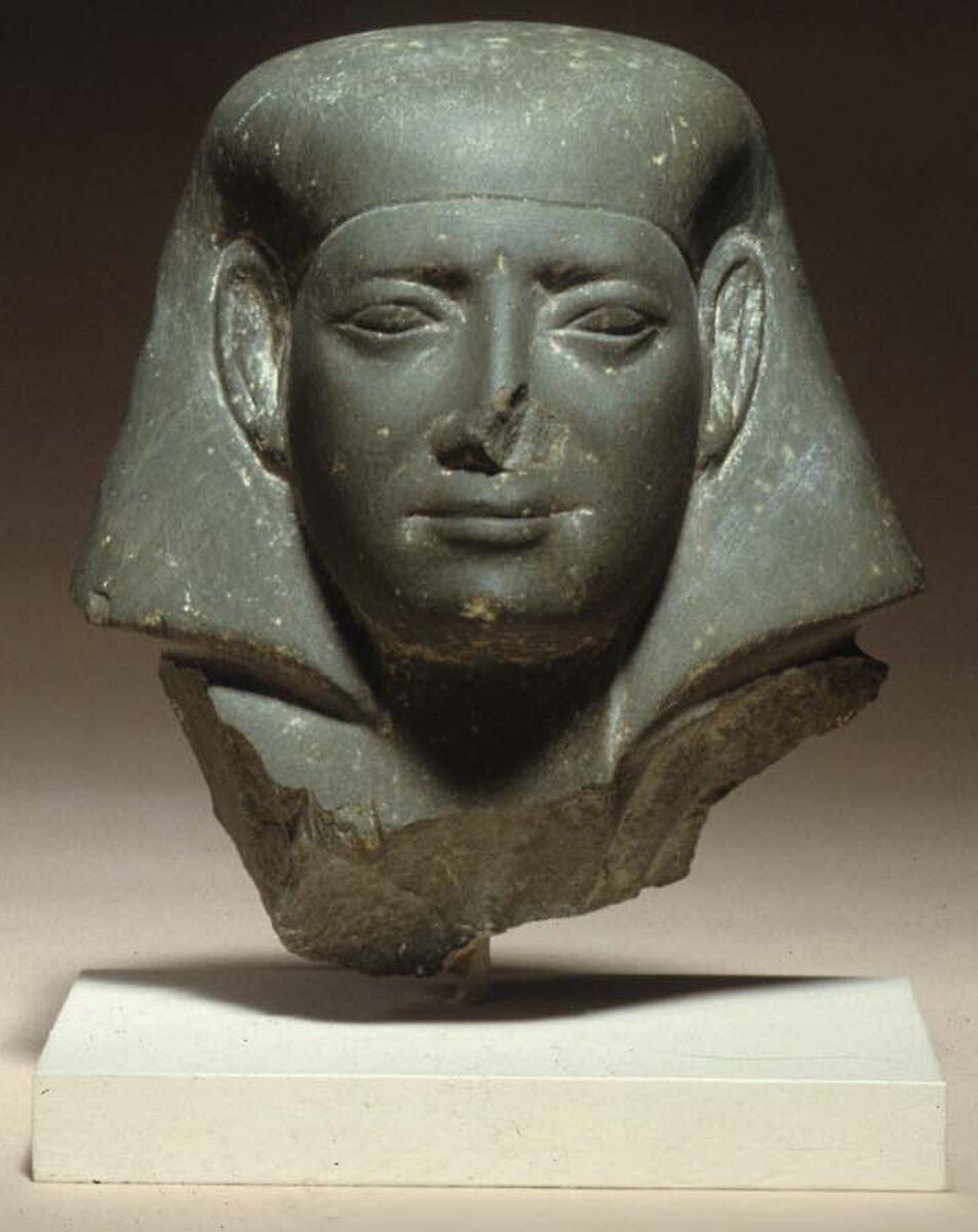 Head of a male statue, Greywacke 