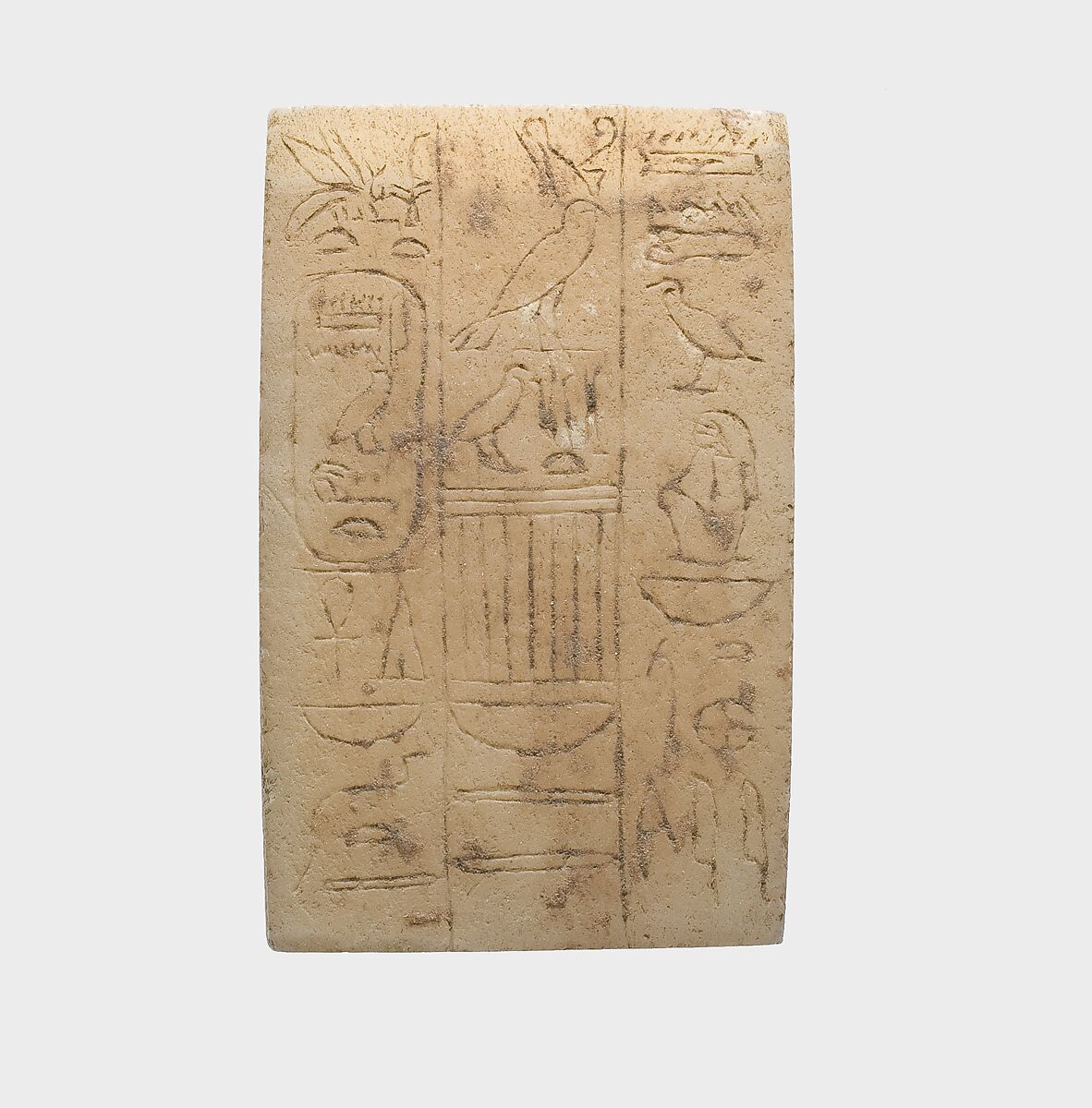 Plaque Inscribed with the Cartouche of Amenemhat I, Travertine (Egyptian alabaster) 