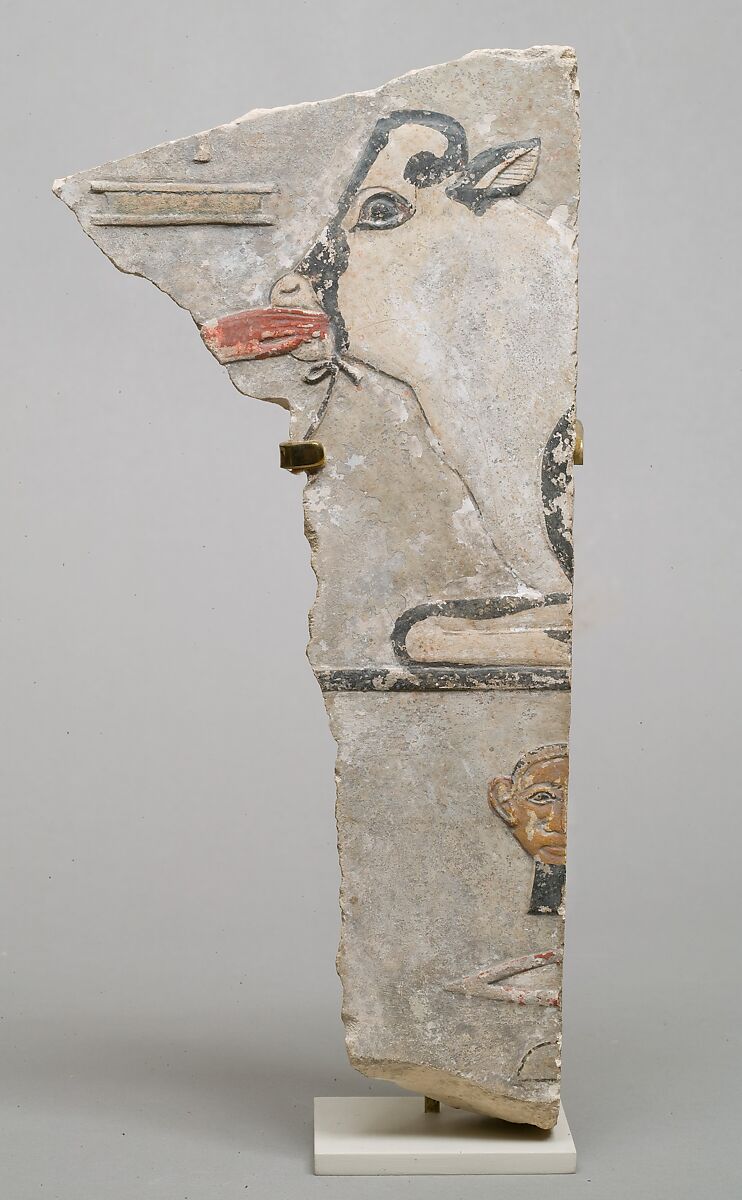 Relief fragment from tomb of Senwosret, Limestone, paint, plaster 