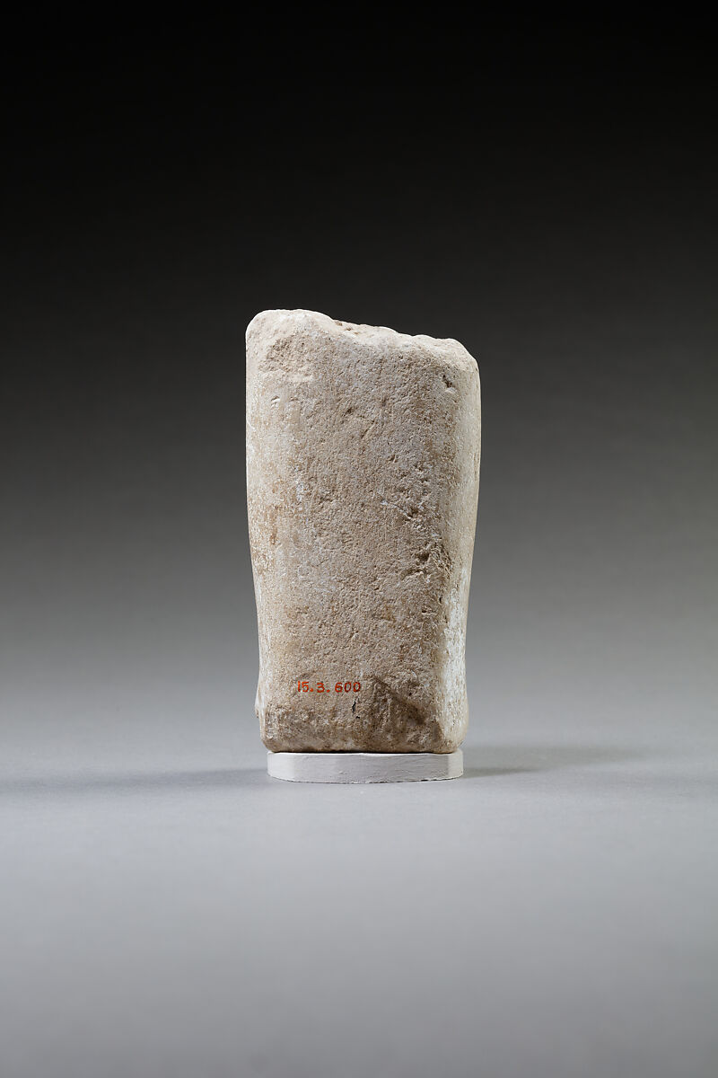 Lower part of a shabti, Limestone, paint