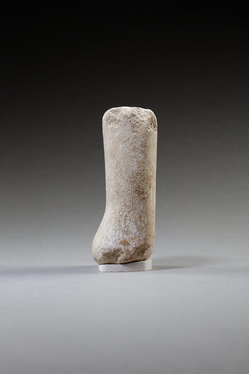 Lower part of a shabti, Limestone, paint