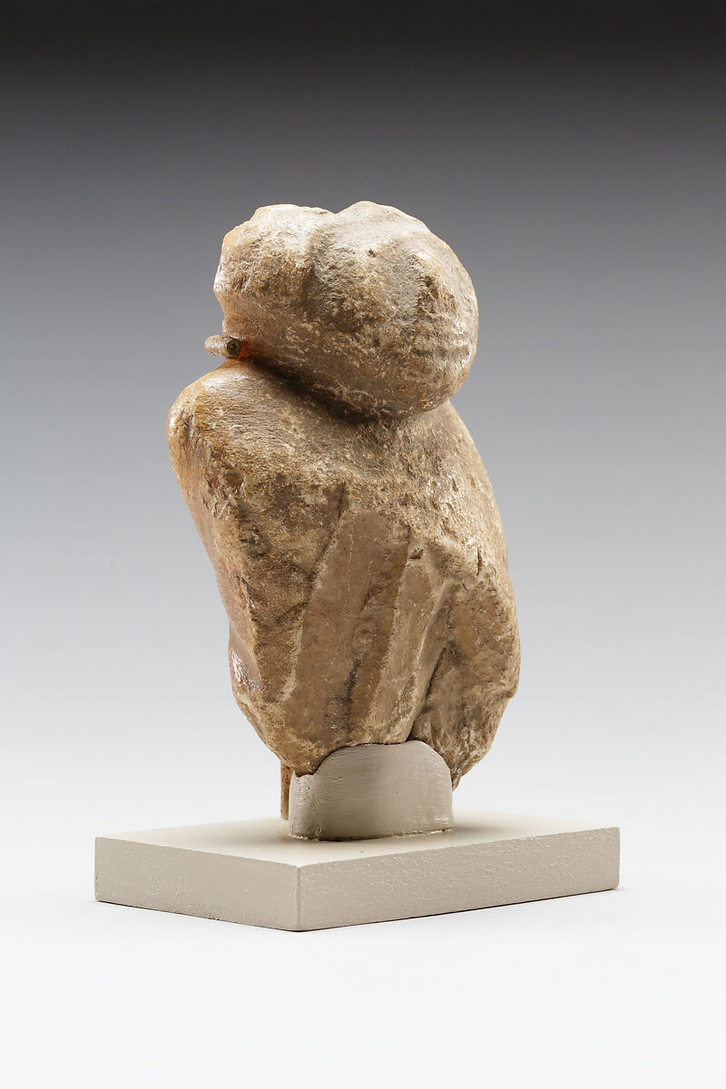Magical figure of captive, Travertine (Egyptian alabaster), paint