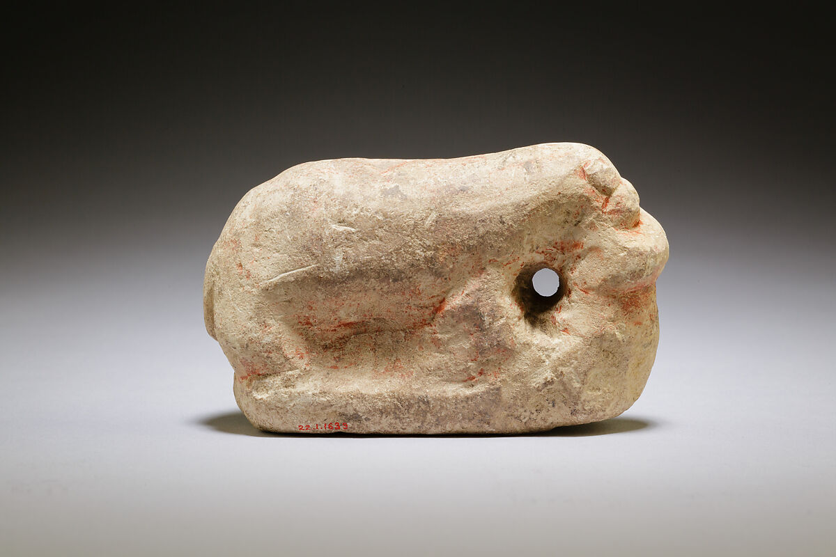 Figurine of hippopotamus, Limestone, paint