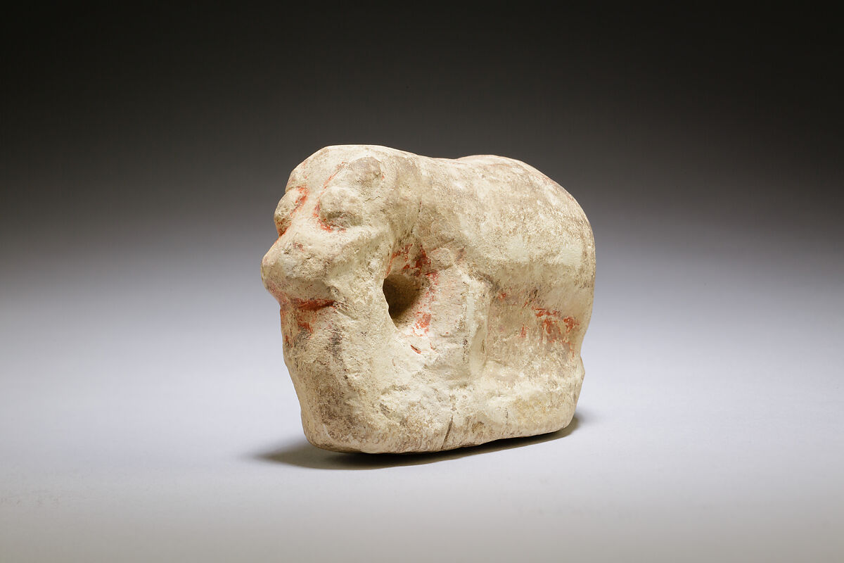 Figurine of hippopotamus, Limestone, paint