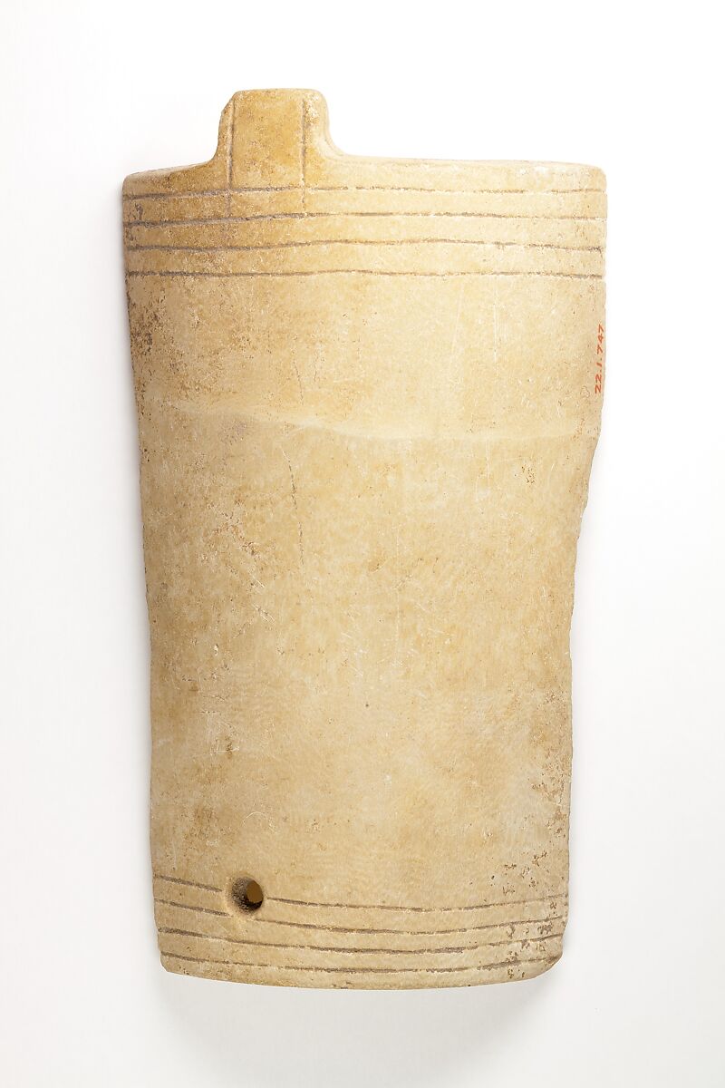 Jar fragment, Travertine (Egyptian alabaster) (?) 