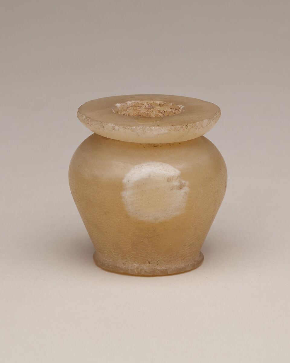 Kohl jar, Travertine (Egyptian alabaster) 