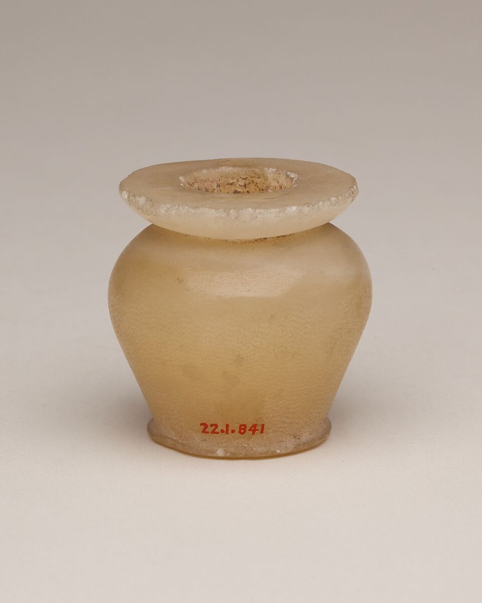Kohl jar, Travertine (Egyptian alabaster)