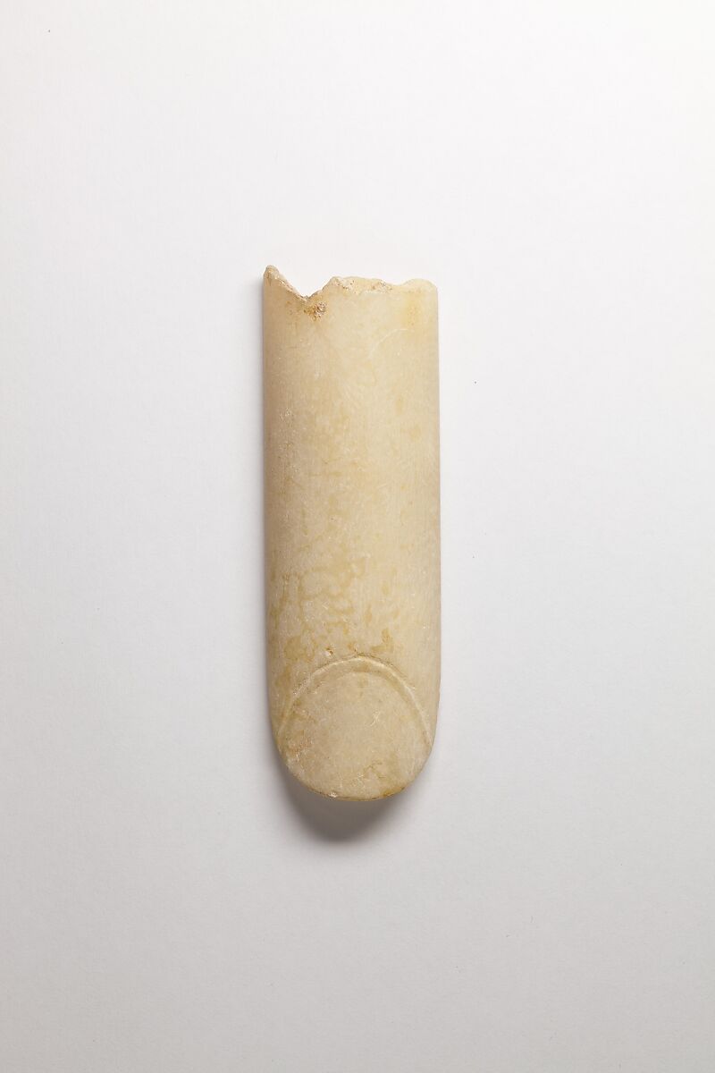 Finger-shaped Cosmetic Scoop, Travertine (Egyptian alabaster) 