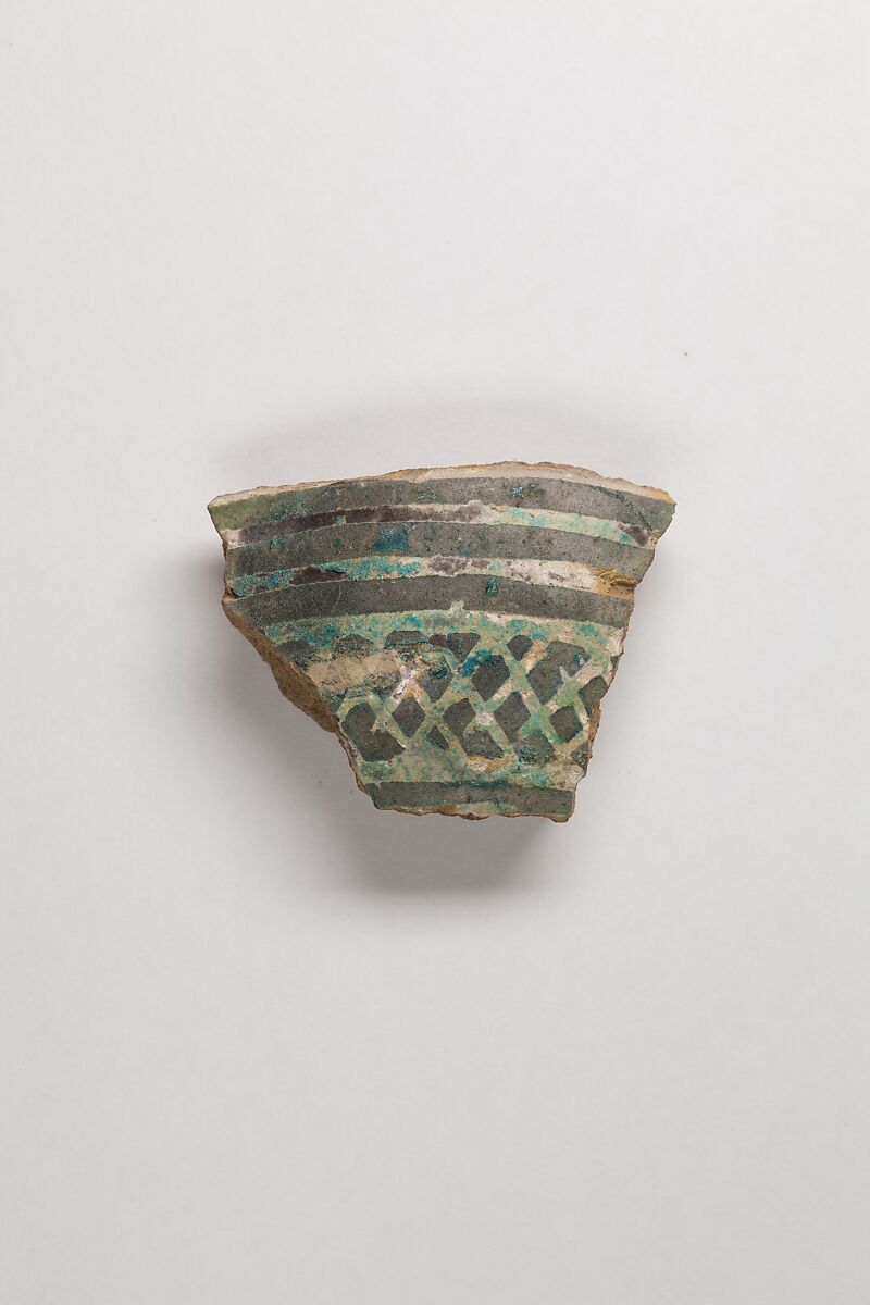 Vase fragment, Blue faience 