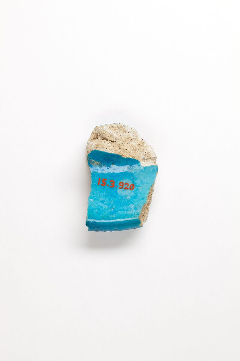 Vase fragment, Blue faience