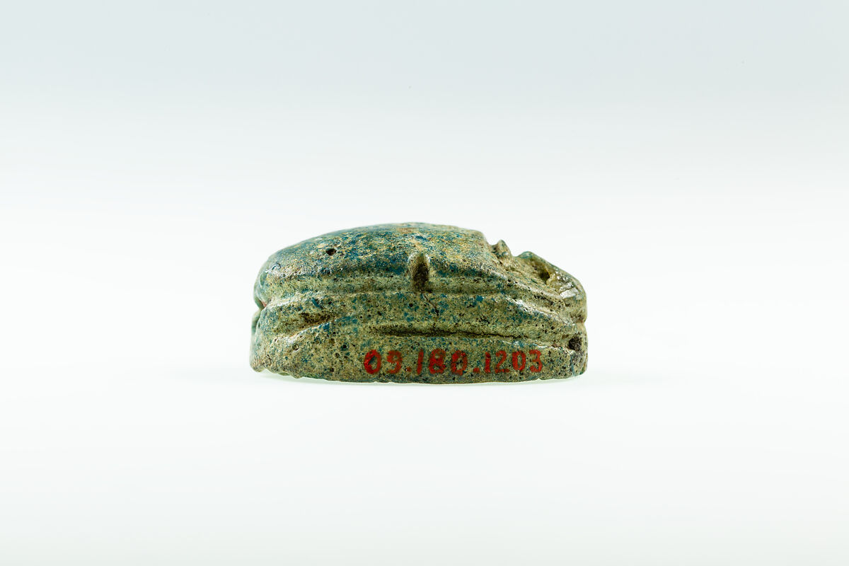 Scarab Inscribed with the Name Sehetepibre, Blue faience
