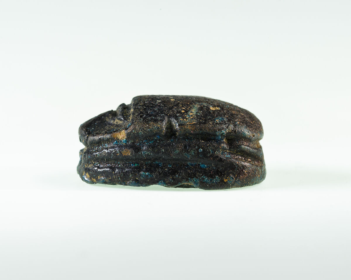 Scarab Inscribed with the Name Sehetepibre, Dark blue faience