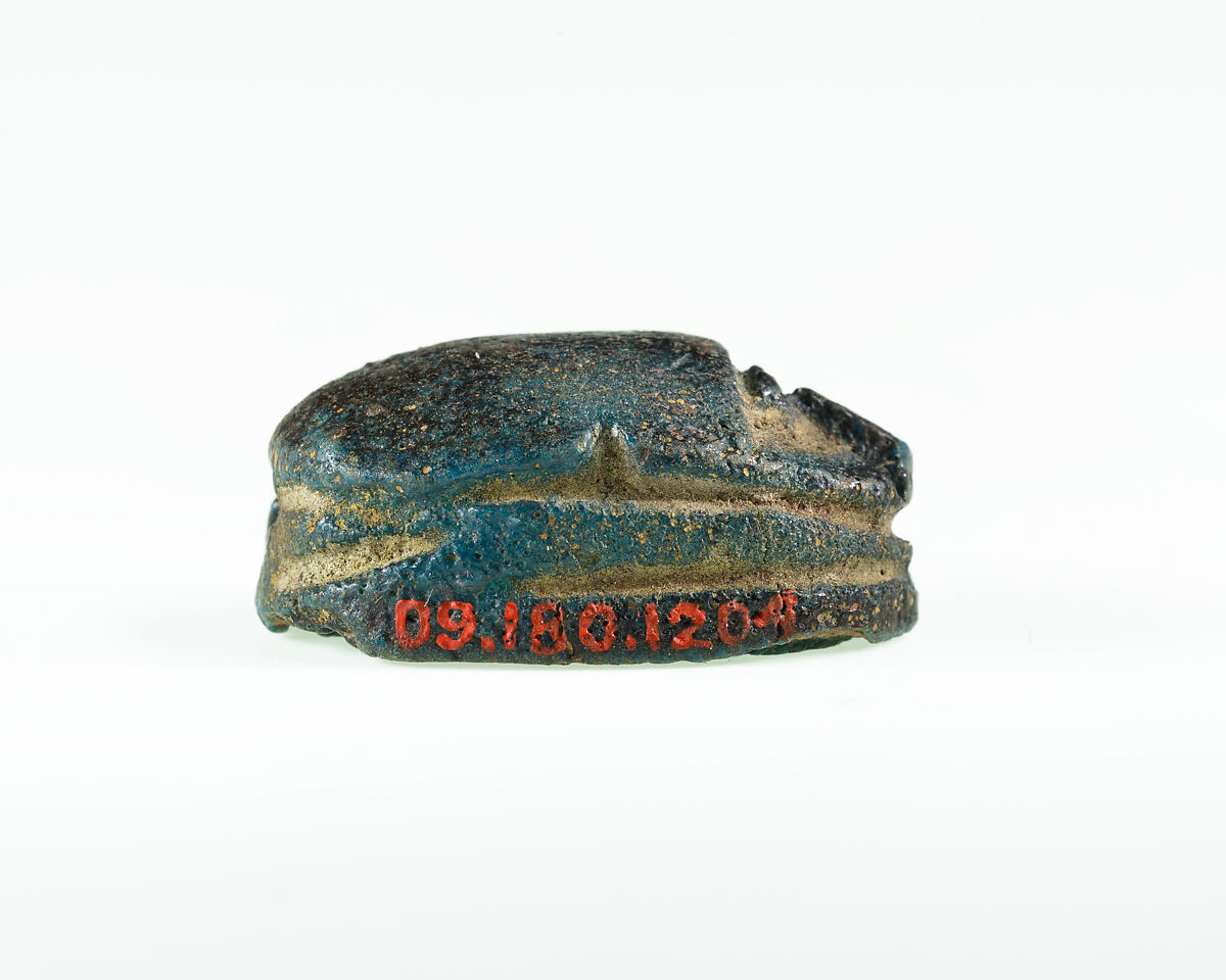 Scarab Inscribed with the Name Sehetepibre, Dark blue faience