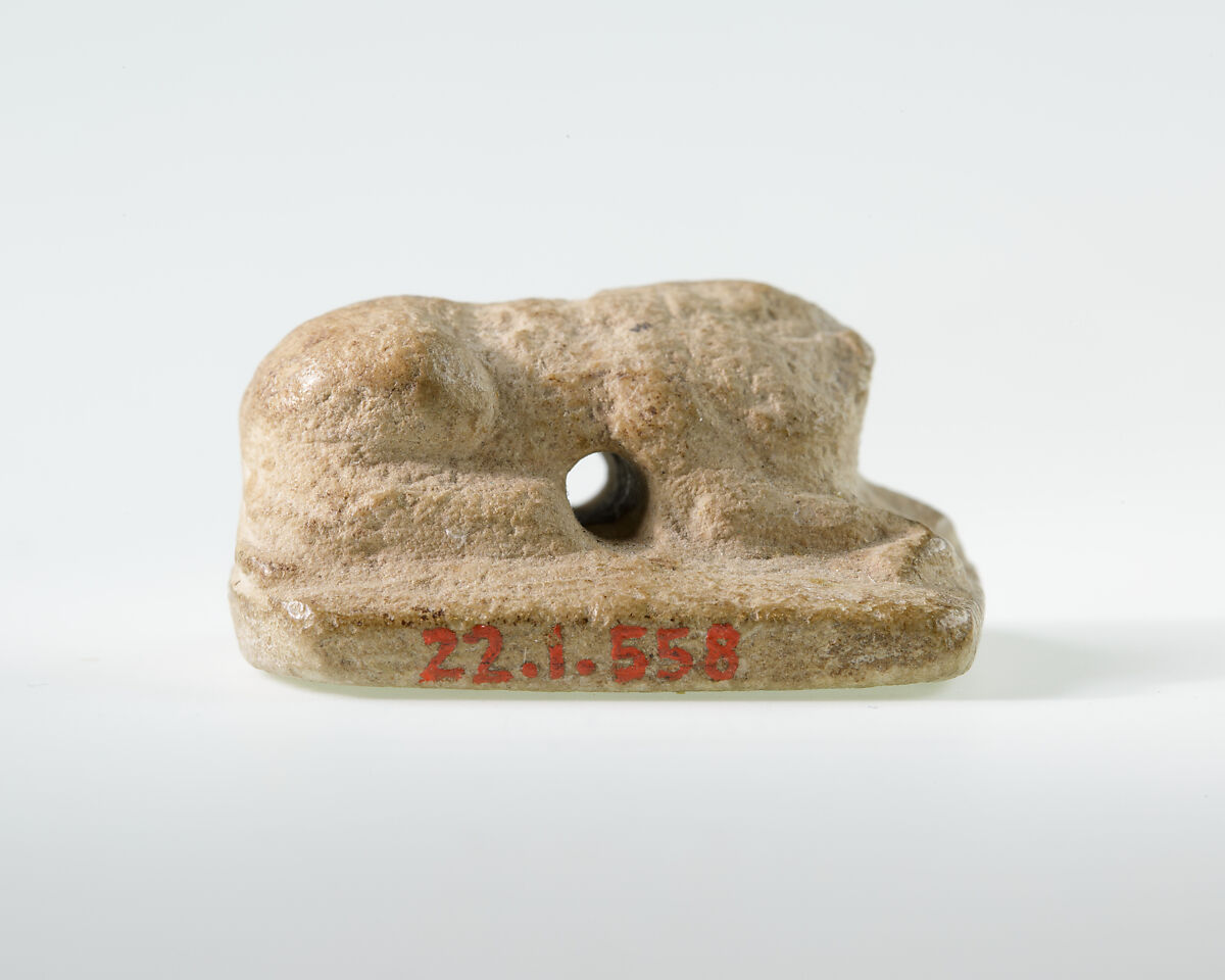Lion-shaped stamp seal with name of Amenemhat II, Faience