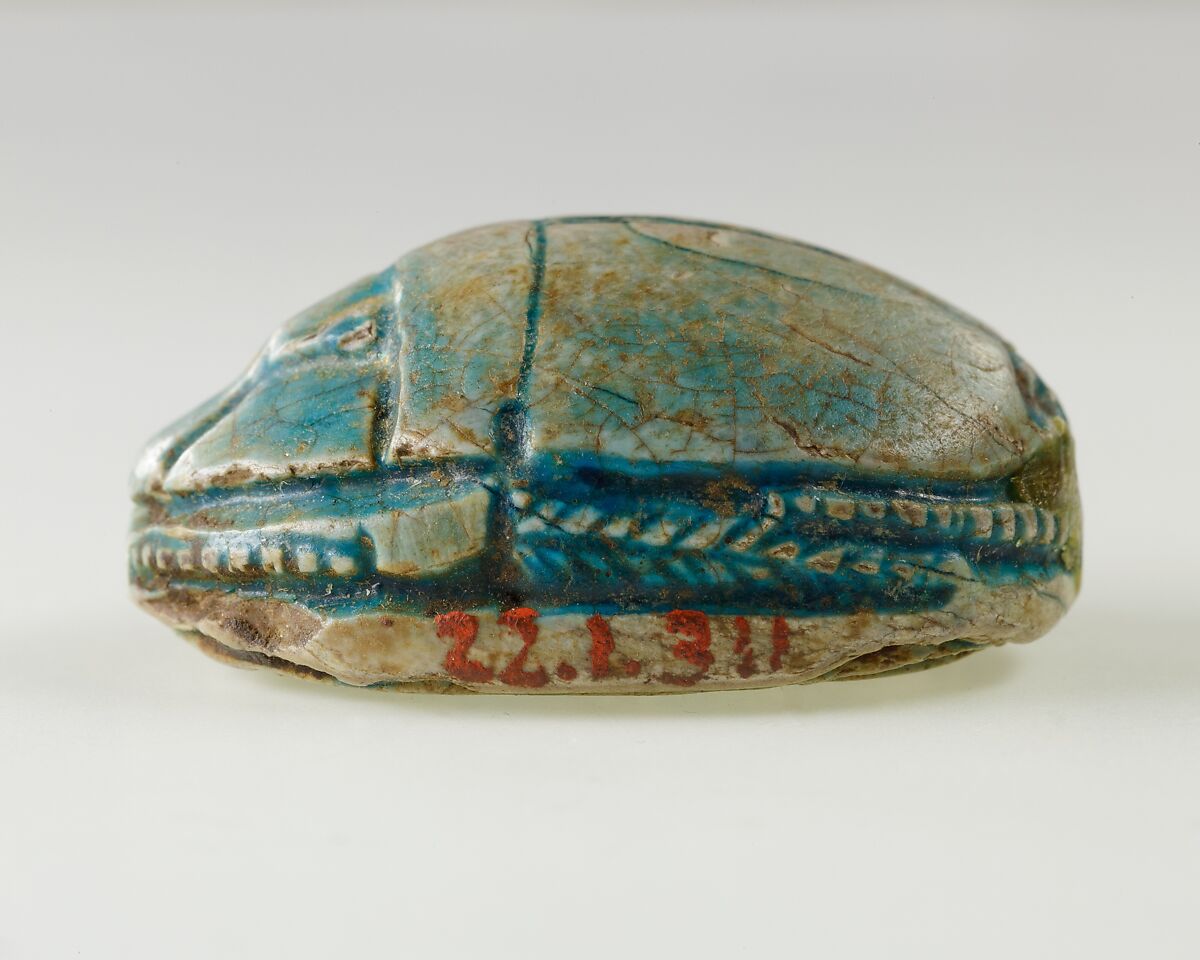 Scarab of the Vizier Minhotep, Bright blue glazed steatite