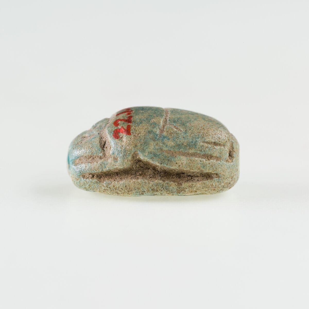Scarab Inscribed with Hieroglyphs, Faience