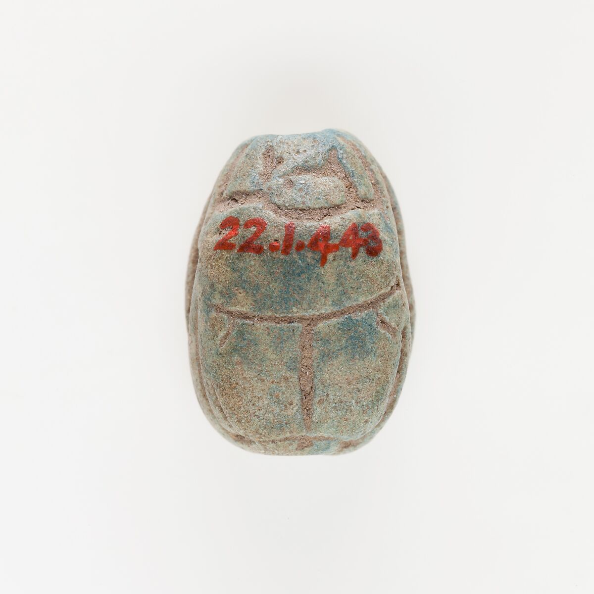 Scarab Inscribed with Hieroglyphs, Faience