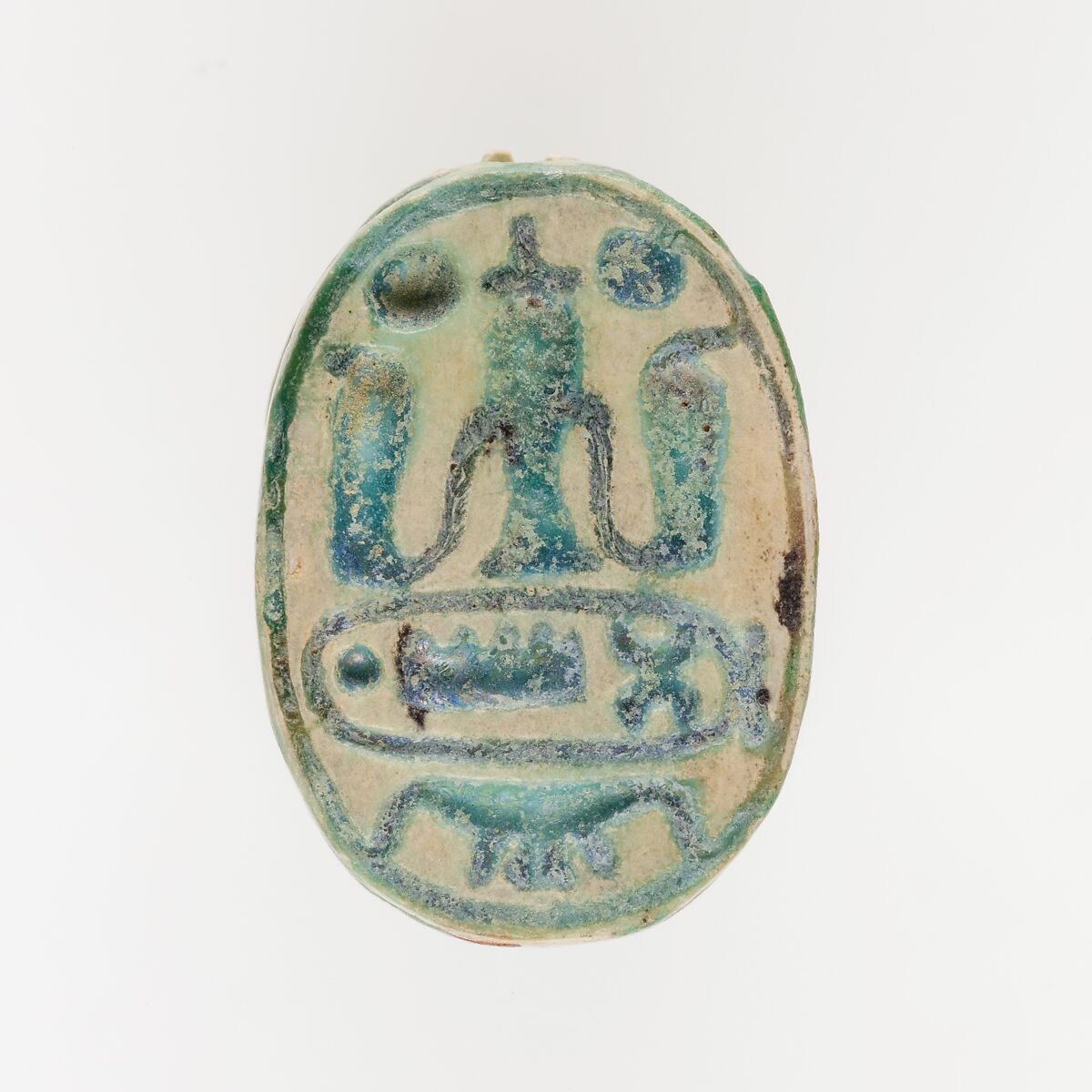 Scarab of Thutmose III, Blue glazed steatite 