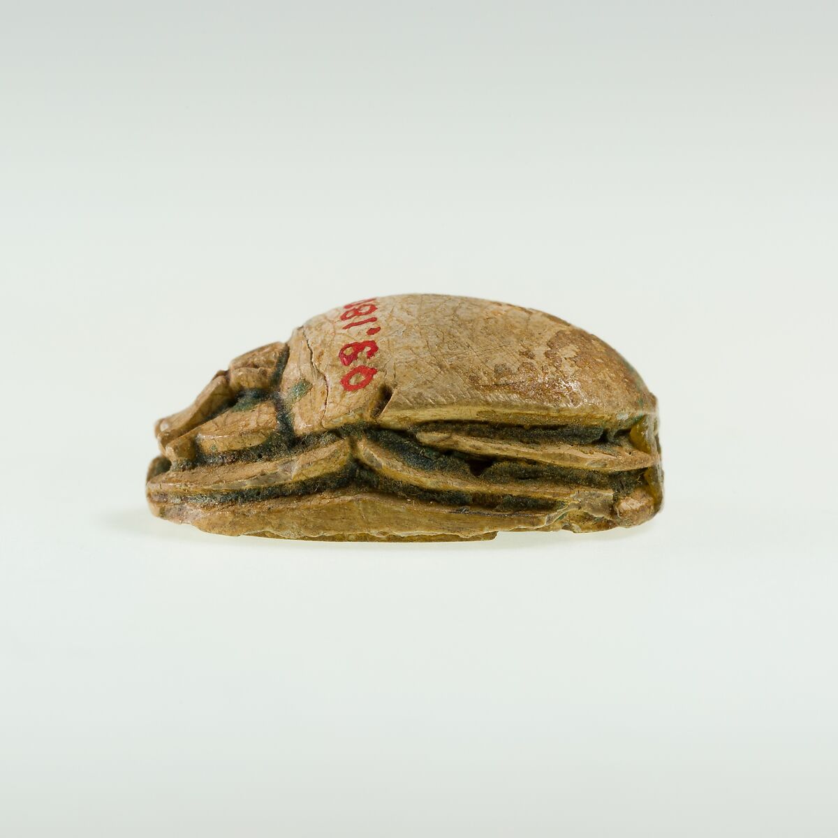 Scarab Decorated with Circles, Steatite, traces of green glaze