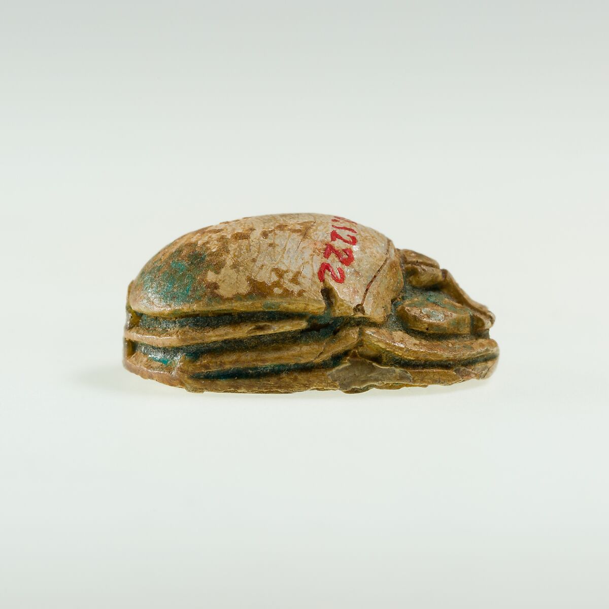 Scarab Decorated with Circles, Steatite, traces of green glaze