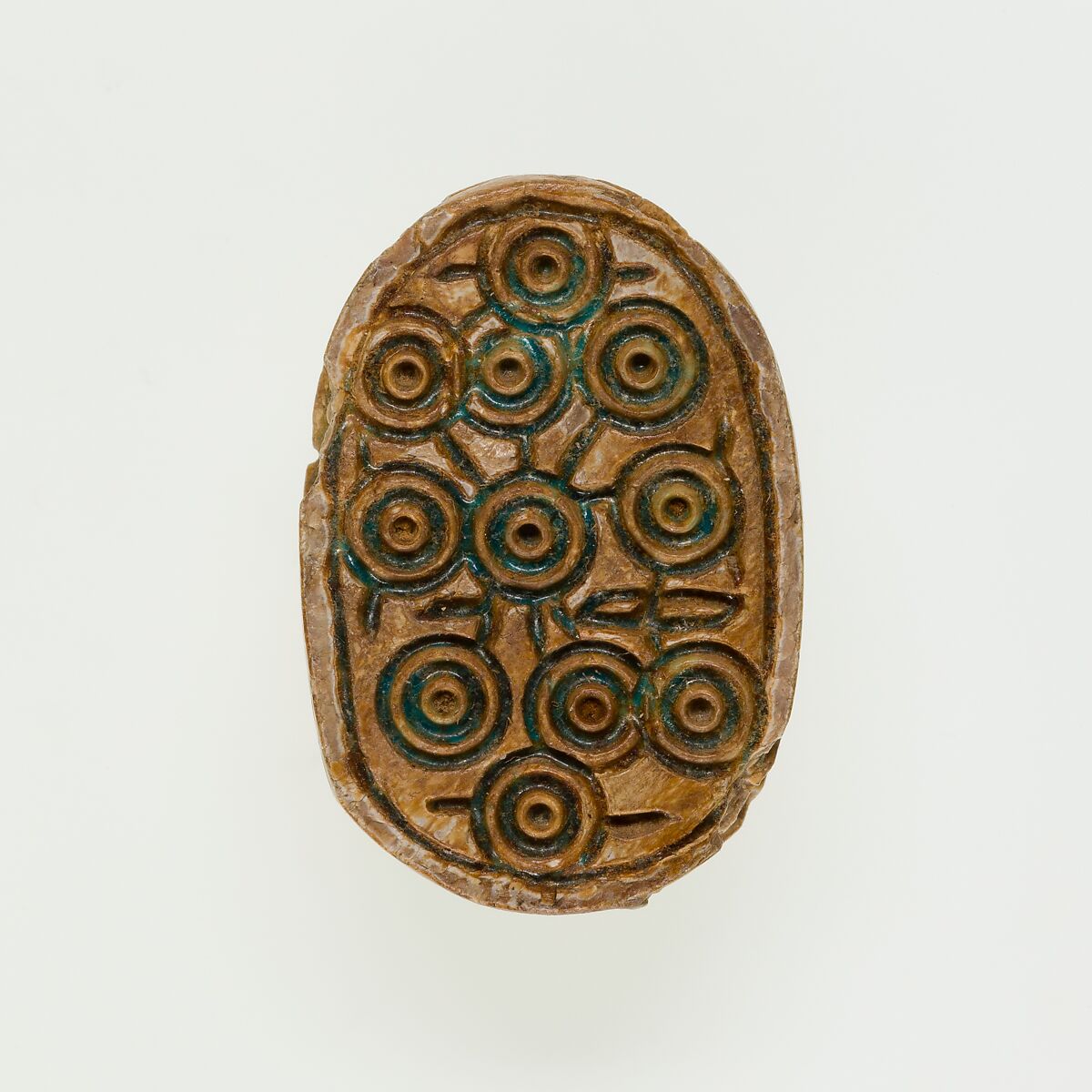 Scarab Decorated with Circles, Steatite, traces of green glaze 
