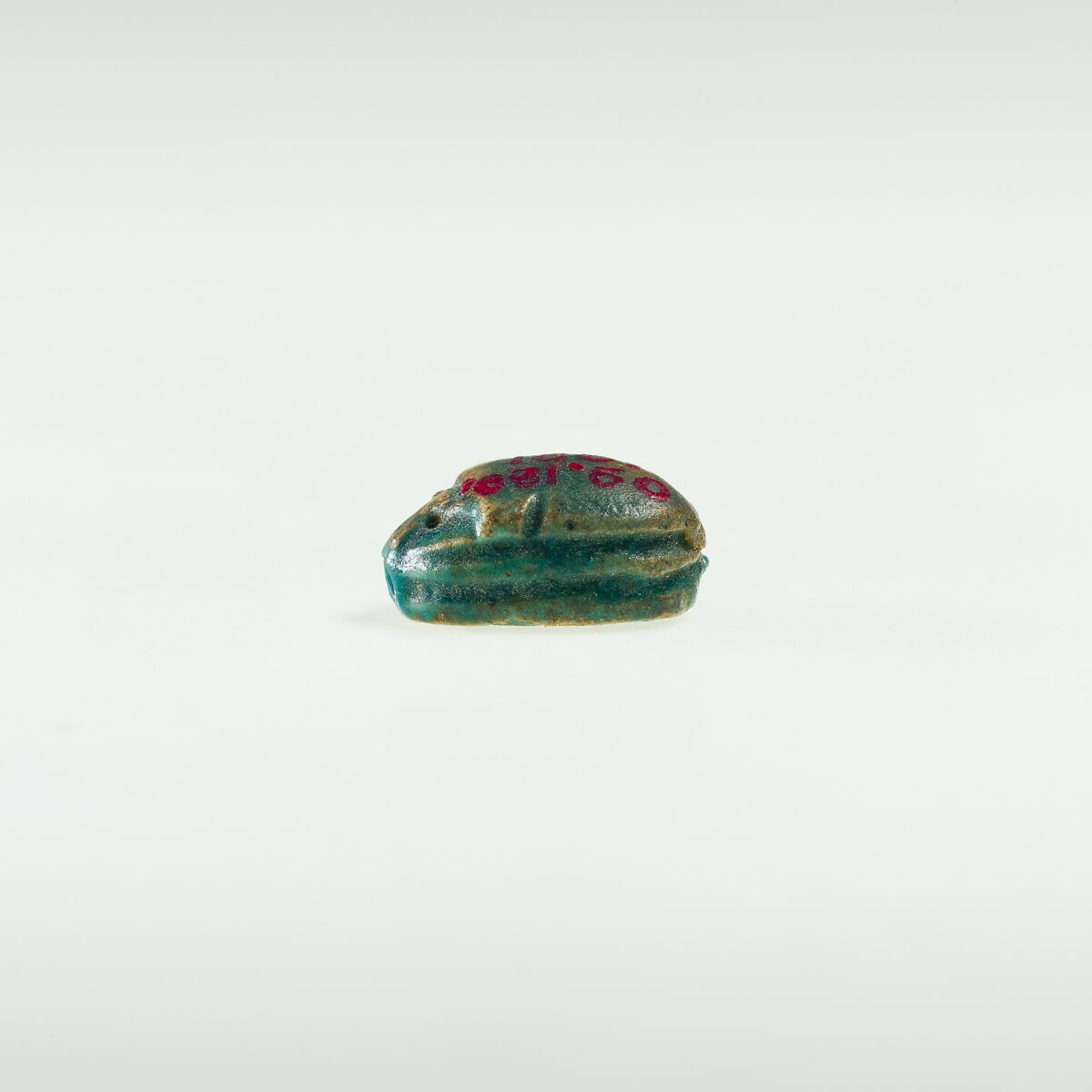 Scarab Decorated with Circles, Green glazed steatite