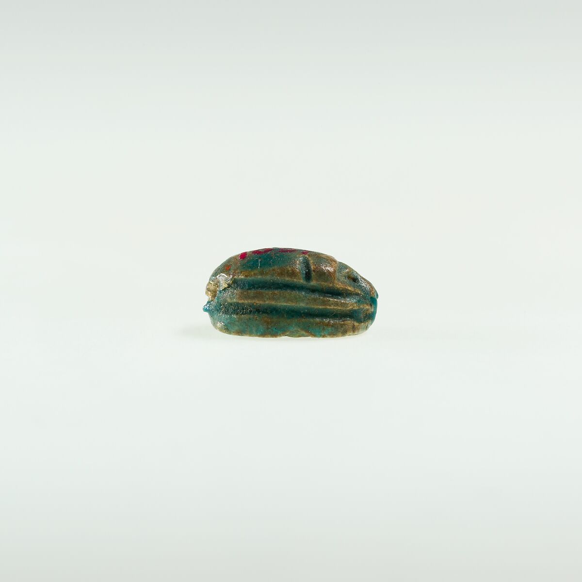 Scarab Decorated with Circles, Green glazed steatite