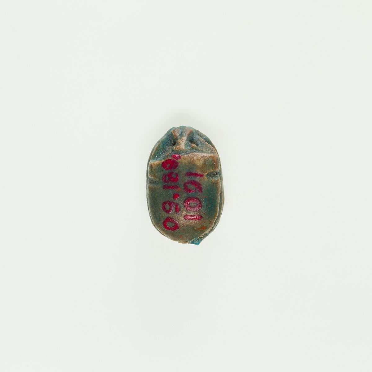 Scarab Decorated with Circles, Green glazed steatite