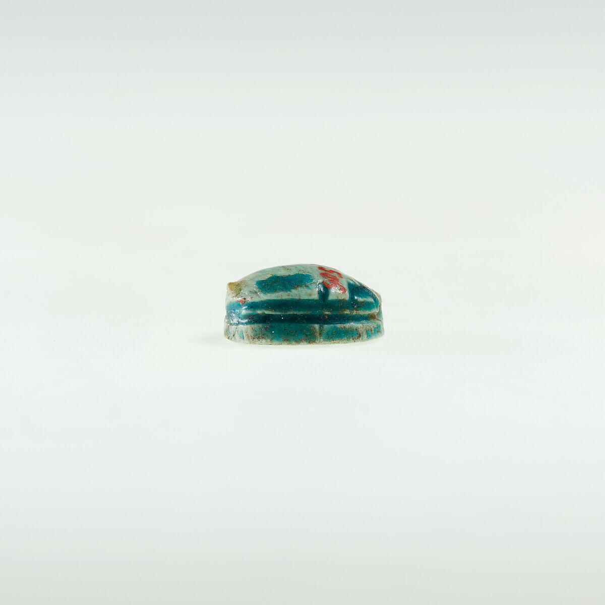 Scarab Decorated with Circles, Green glazed steatite