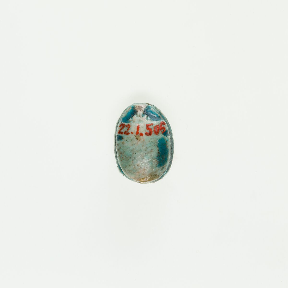 Scarab Decorated with Circles, Green glazed steatite