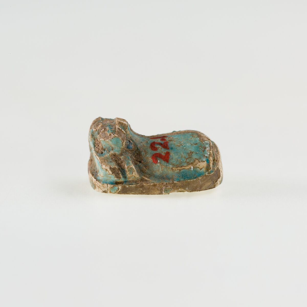 Animal-shaped Amulet Inscribed with a Blessing Related to Re, Green glazed steatite 