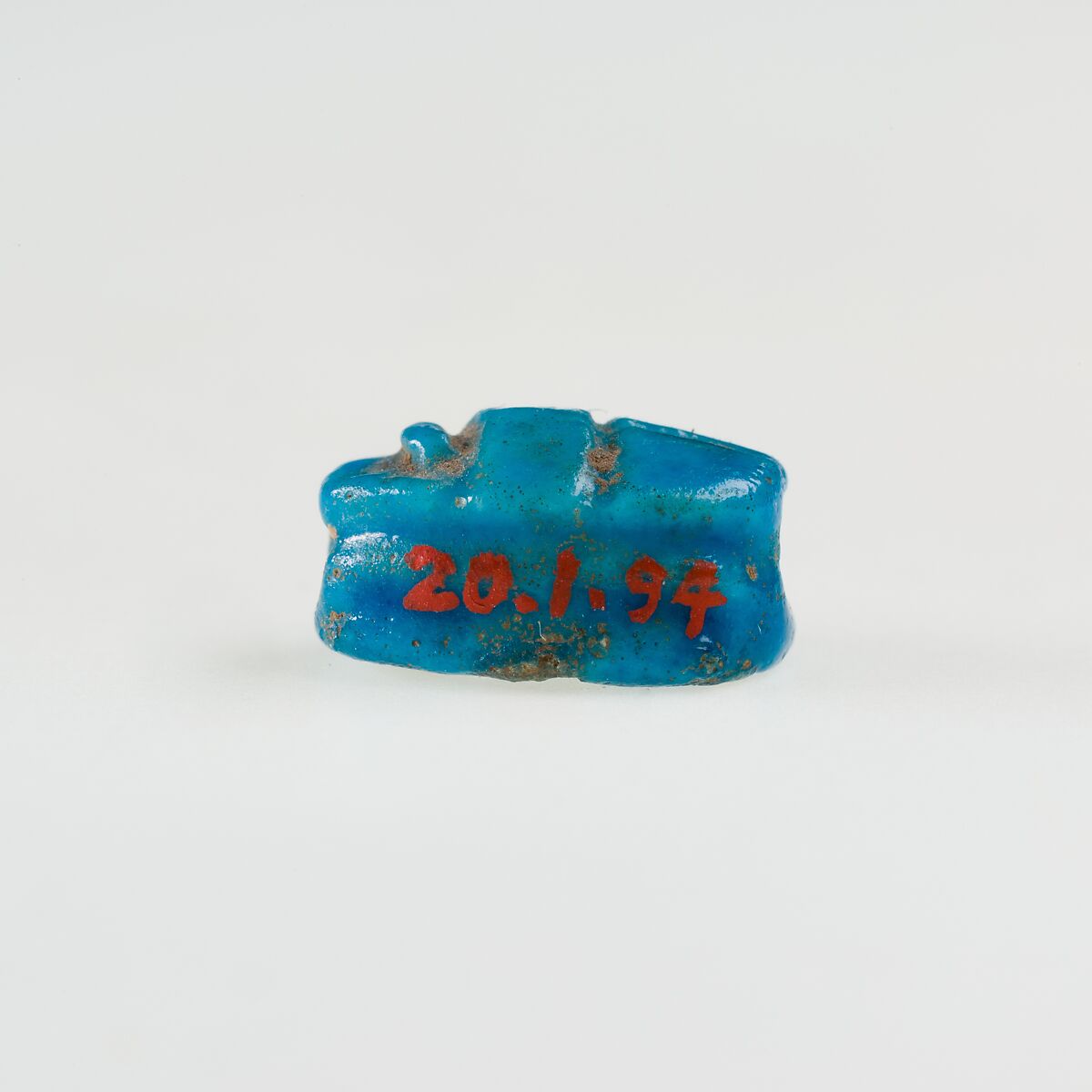 Scarab Inscribed with a Blessing Related to Re, Bright blue faience