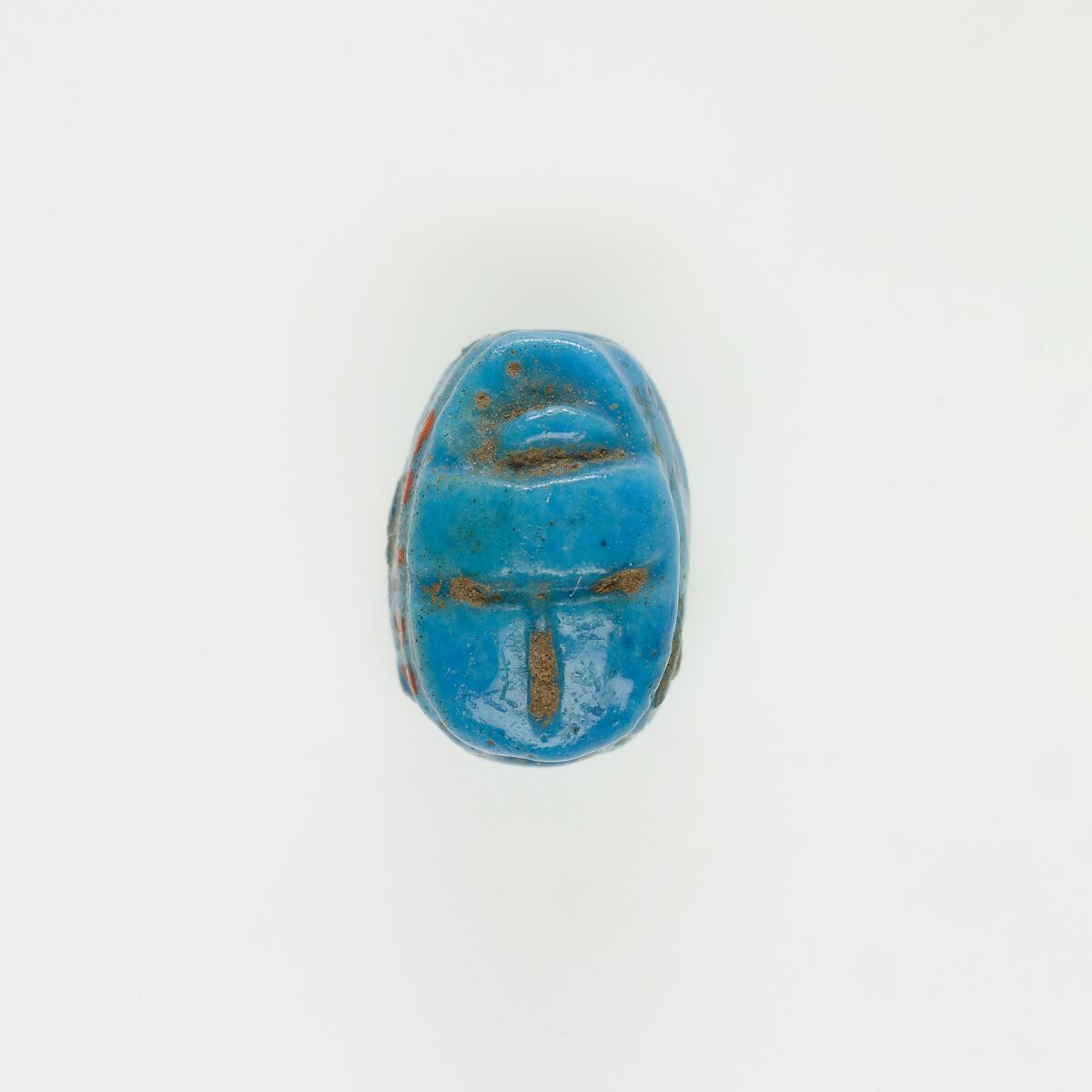 Scarab Inscribed with a Blessing Related to Re, Bright blue faience