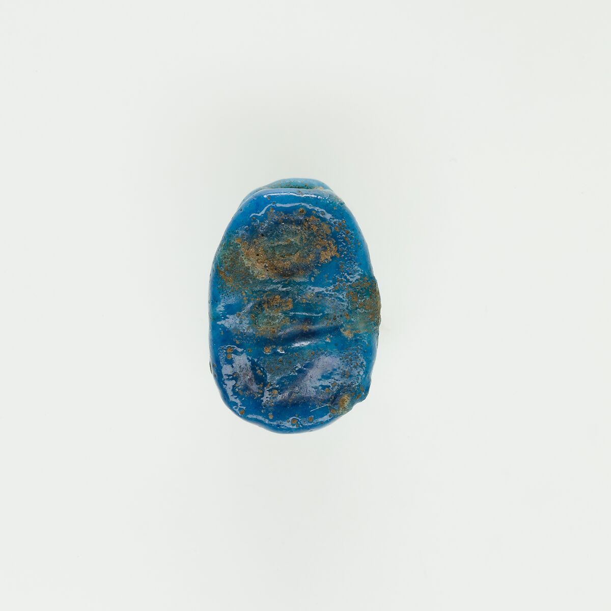 Scarab Inscribed with a Blessing Related to Re, Bright blue faience 
