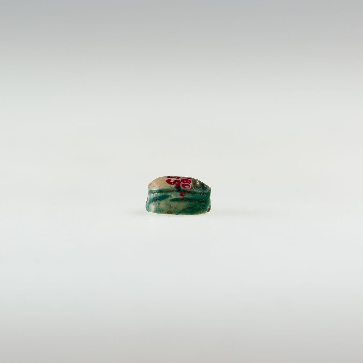 Scarab Inscribed with a Blessing Related to Re, Green faience