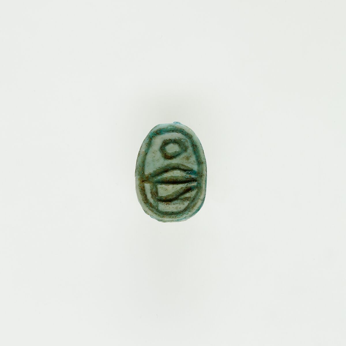 Scarab Inscribed with Blessing Related to Re, Green faience 