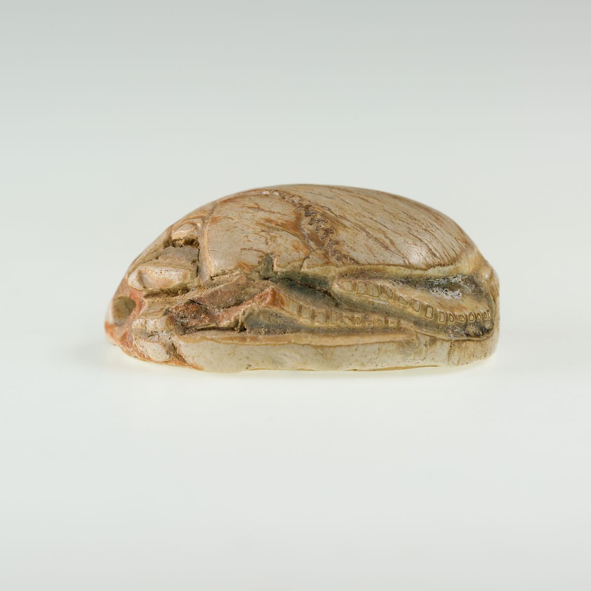 Scarab with Sobek and Uraei, Steatite, traces of green glaze