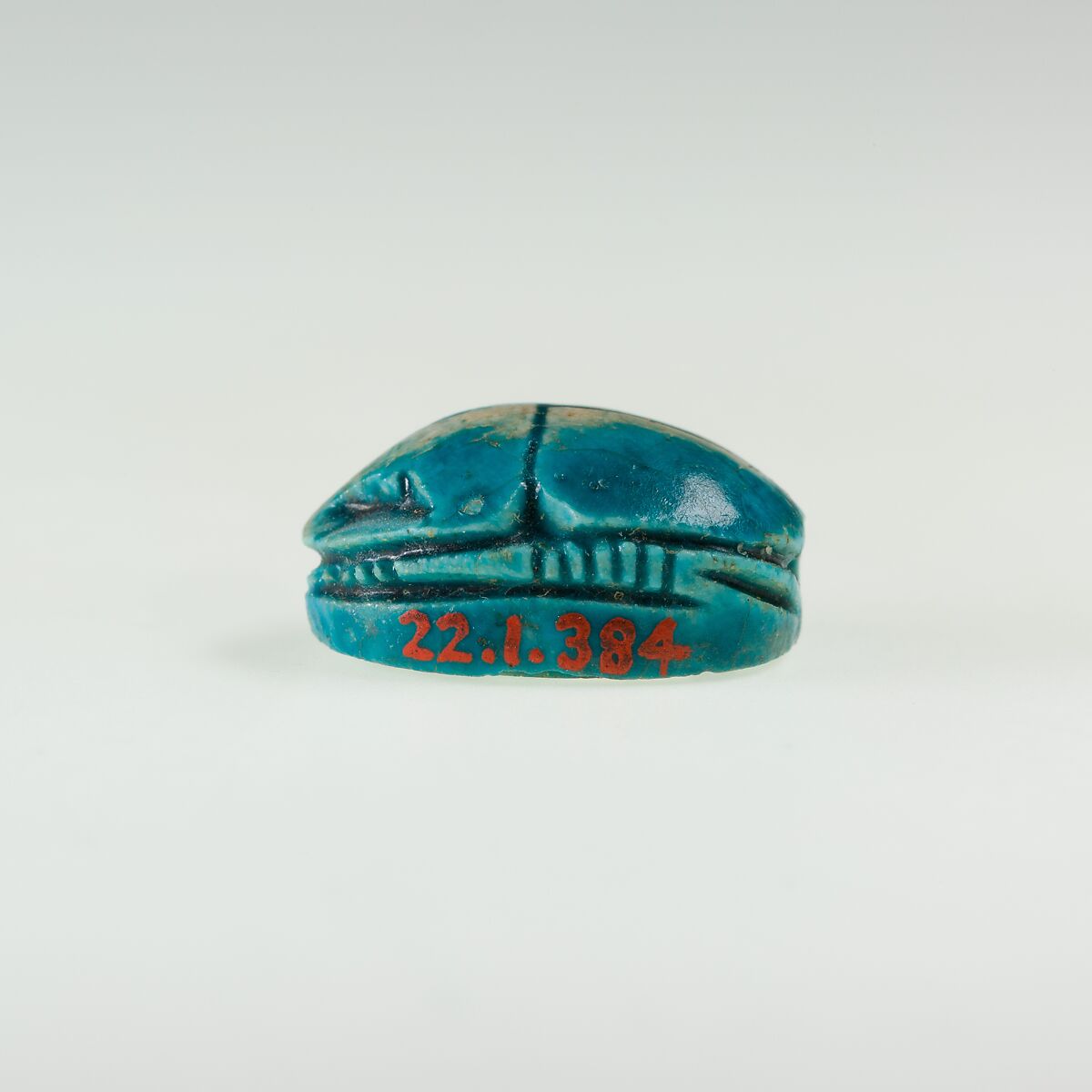 Scarab with the Representation of a Hippo, Bright blue glazed steatite