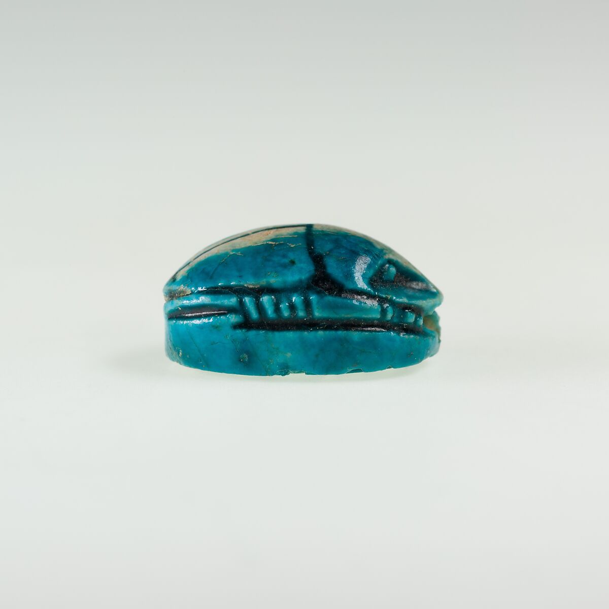 Scarab with the Representation of a Hippo, Bright blue glazed steatite