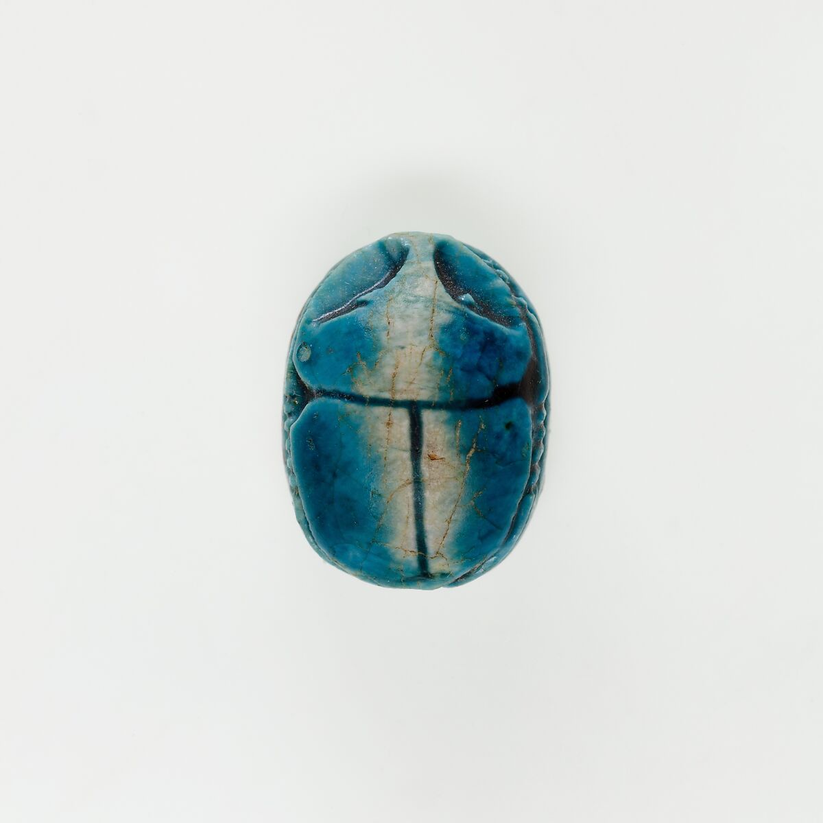 Scarab with the Representation of a Hippo, Bright blue glazed steatite