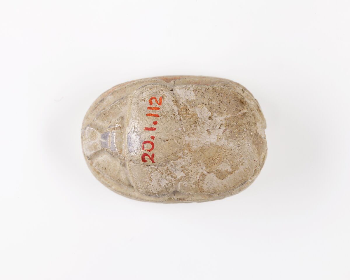 Scarab Incised with Hieroglyphs and Scrolls, Steatite