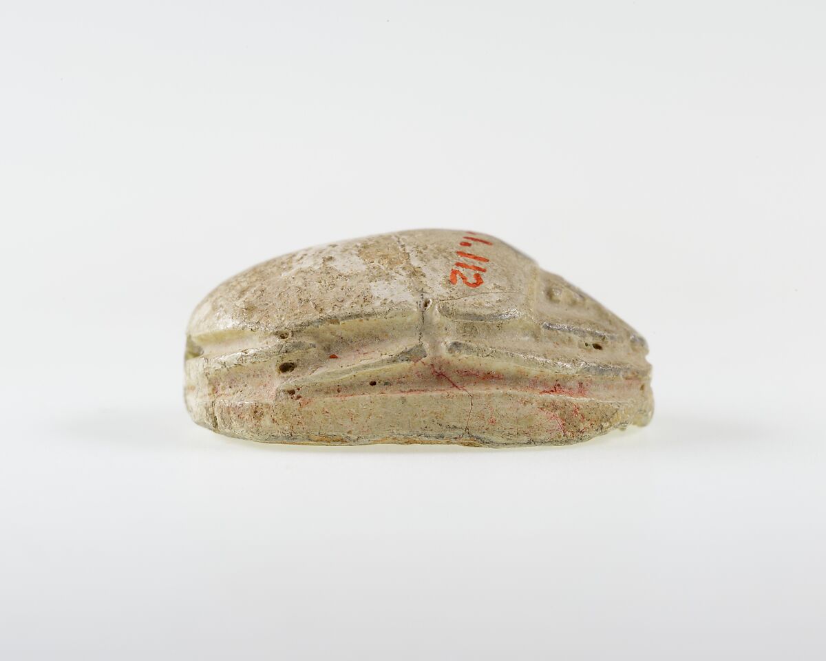 Scarab Incised with Hieroglyphs and Scrolls, Steatite