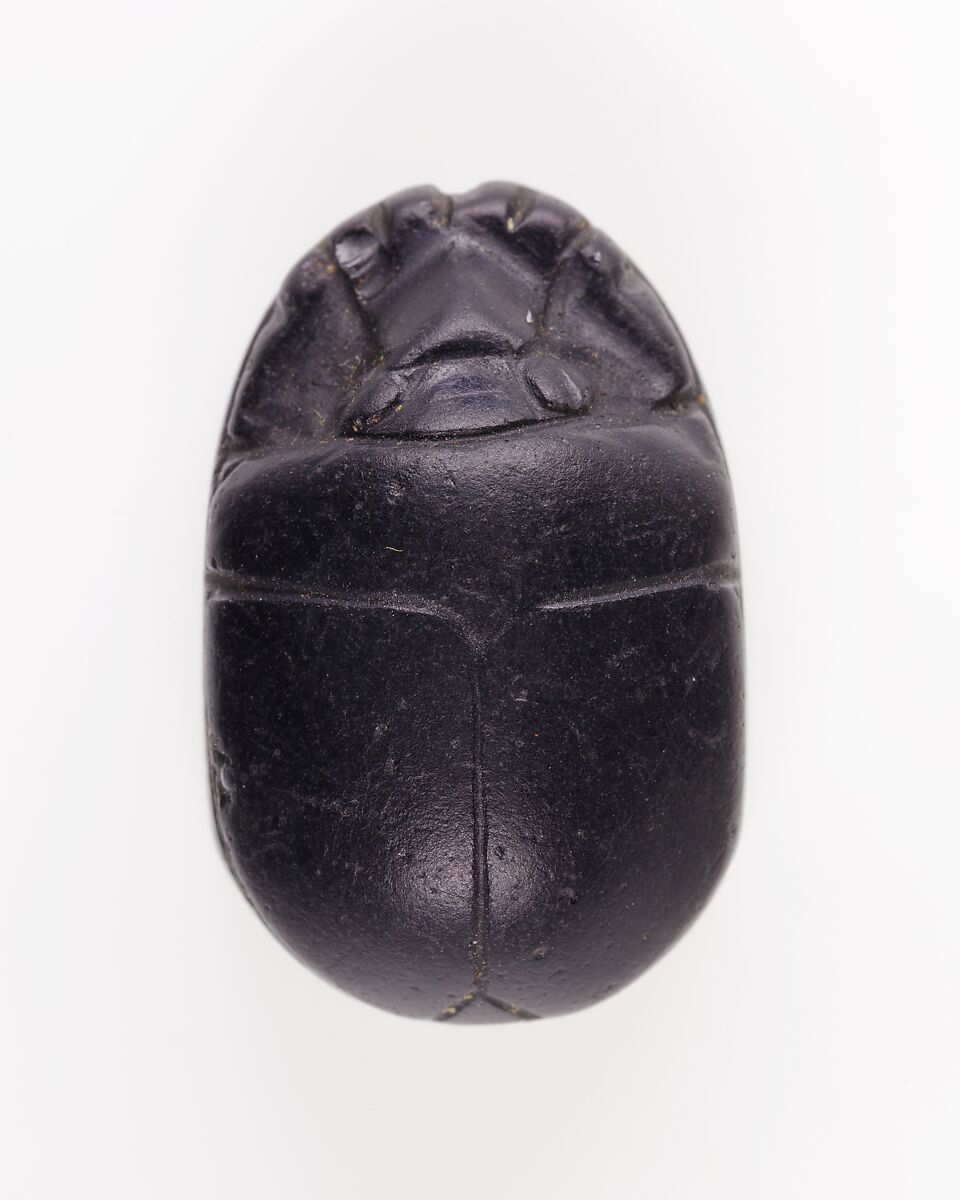 Scarab Inscribed with Hieroglyphs in a Scroll Border, Obsidian