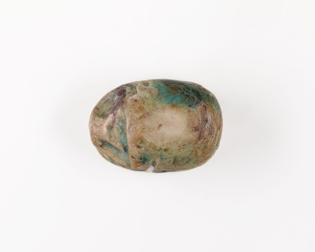 Scarab Inscribed with Hieroglyphs, Green glazed steatite