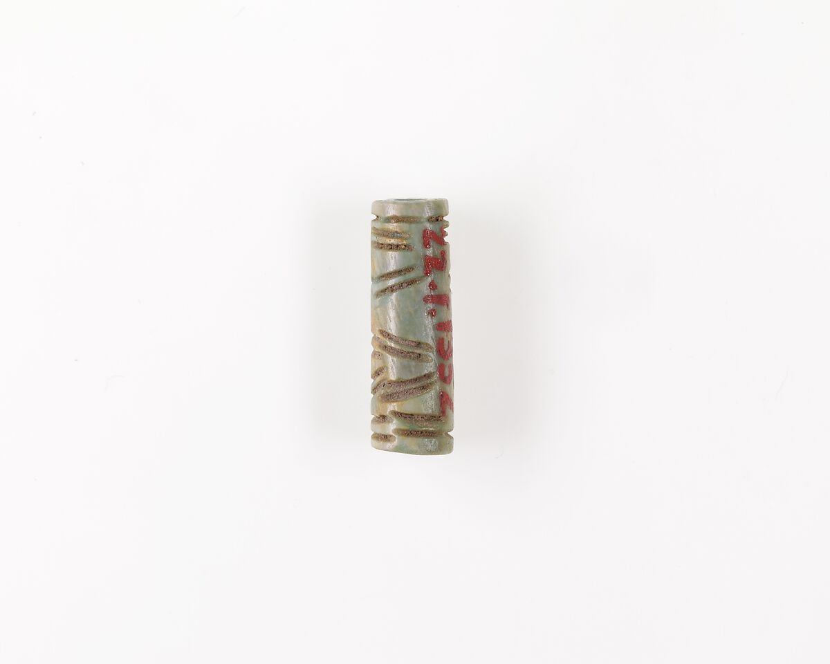 Cylinder Seal or Bead, Blue faience