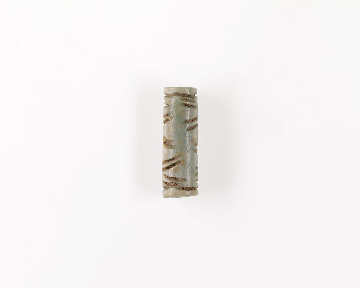 Cylinder Seal or Bead, Blue faience 