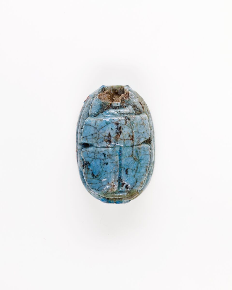 Scarab with Papyrus Motif, Blue faience