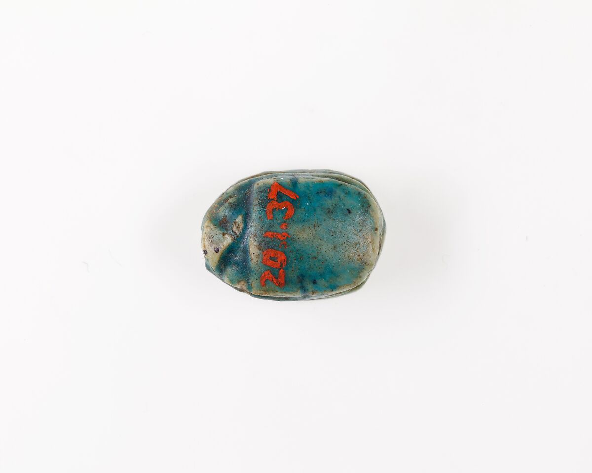 Scarab with Protective Sign, Green glazed steatite